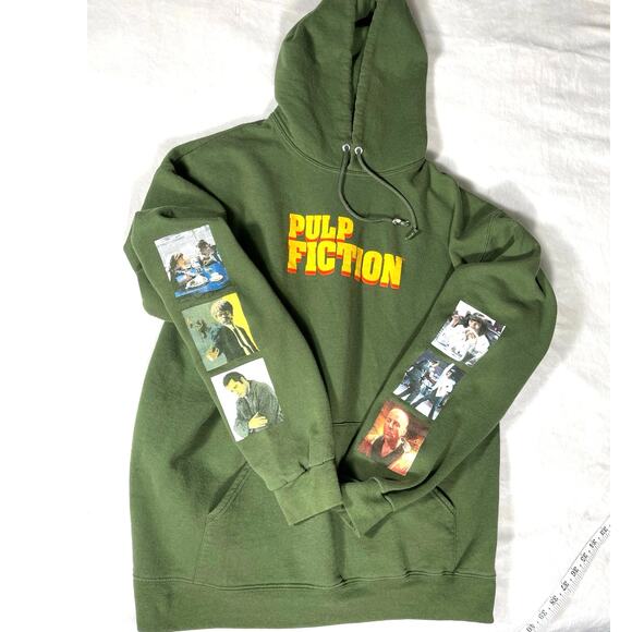 Pulp Fiction Movie Hoodie Olive Green Graphic Pullover - Picture 3 of 6